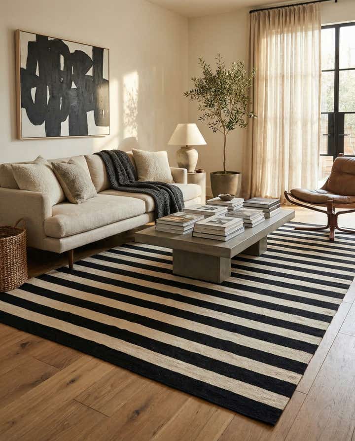 5' 6 x 8' 1 Hand Woven Kilim Modern Wool Rug