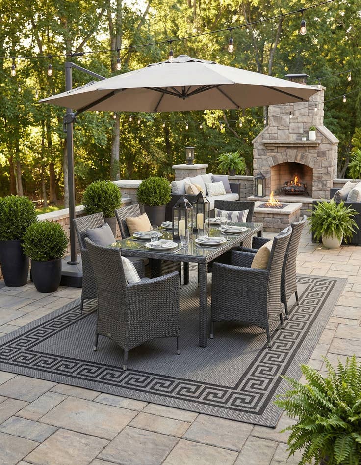 Detail image of  9' x 12'  Washable Border Indoor / Outdoor Rug