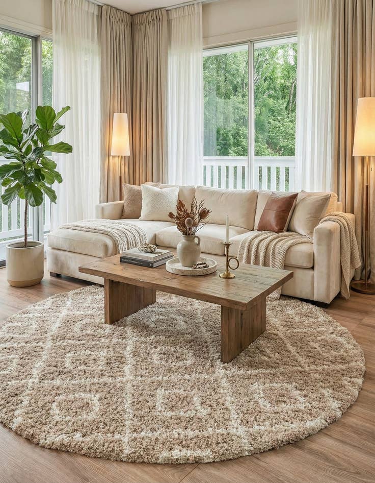 Detail image of 10' x 10' Trellis Shag Round Rug