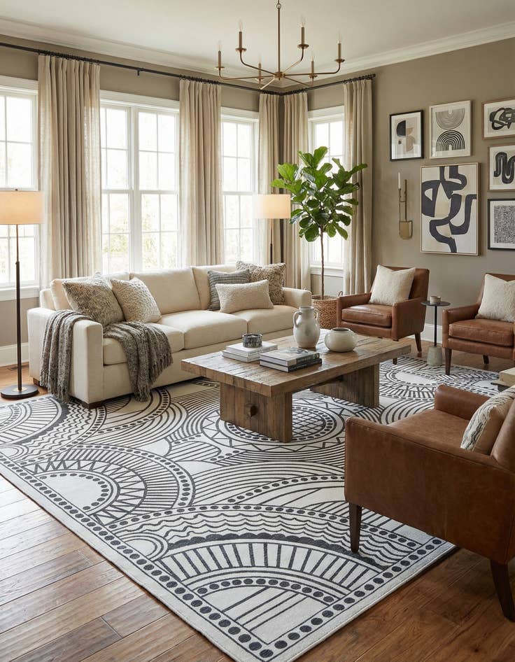 Detail image of 12' x 12'  Washable Traditional Indoor / Outdoor Square Rug