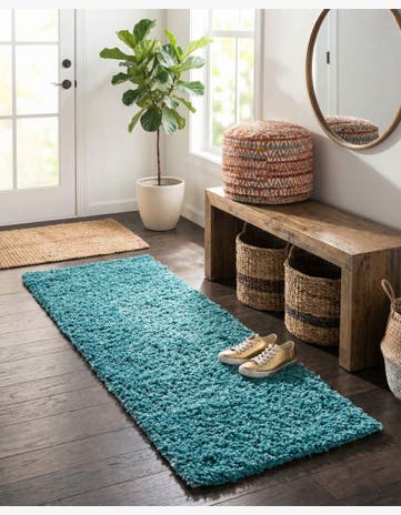 2' 7 x 10' Solid Shag Runner Rug