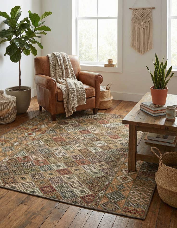 Detail image of 5' 3 x 5' 3  Washable Baja Indoor / Outdoor Square Rug