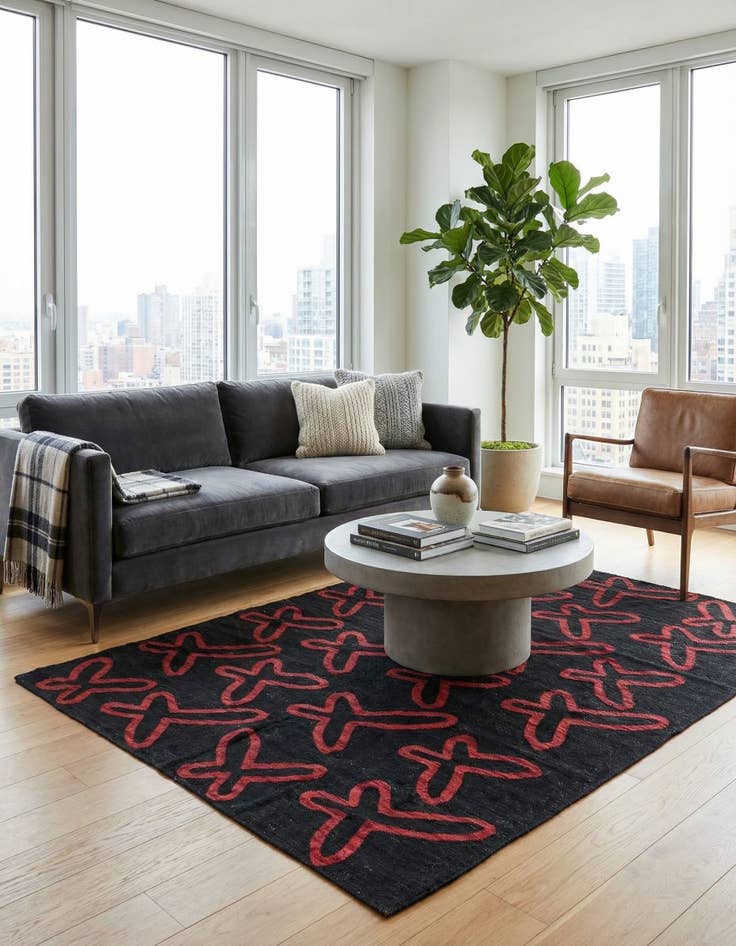 Detail image of 5' 2 x 6' 5  Hand Woven Kilim Modern Wool Rug