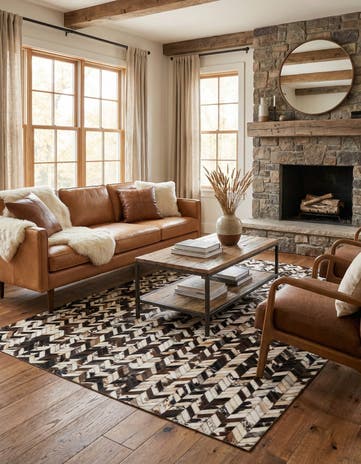 4' 11 x 7' 10 Cowhide Stocks Rug