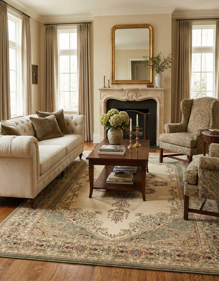 Detail image of 10' 6 x 16' 5 Classic Aubusson Rug