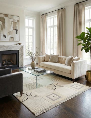 4' 11 x 6' 11 Hand Knotted Darya Wool Rug