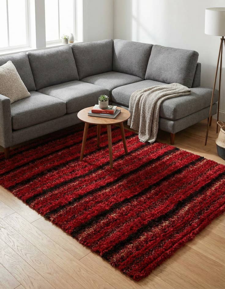 Detail image of  5' 6 x 7' 10  Hand Knotted Multi-Tone Shag Rug