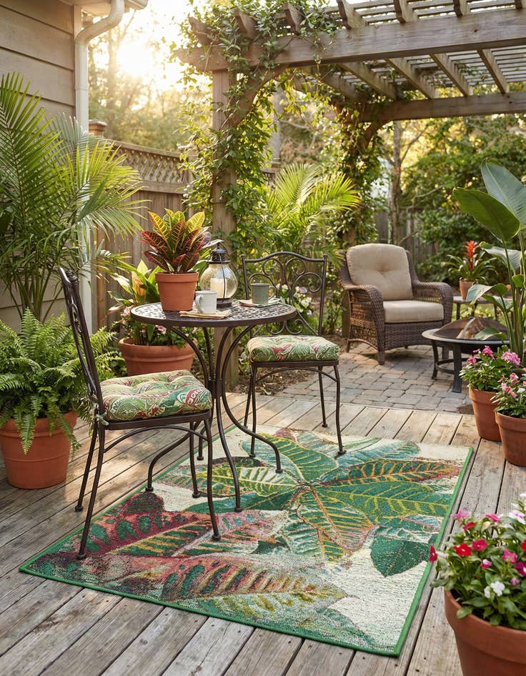Detail image of 2' x 3'  Washable Botanical Indoor / Outdoor Rug