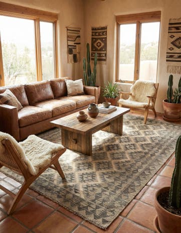 5' 7 x 8' Hand Woven Kilim Maymana Wool Rug