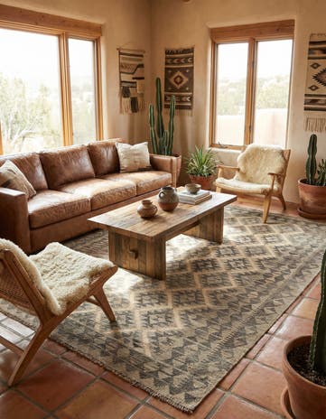 5' 7 x 8' Hand Woven Kilim Maymana Wool Rug