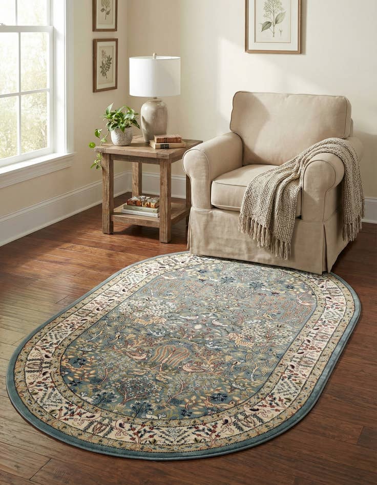 Detail image of 4' x 6' Nain Design Oval Rug