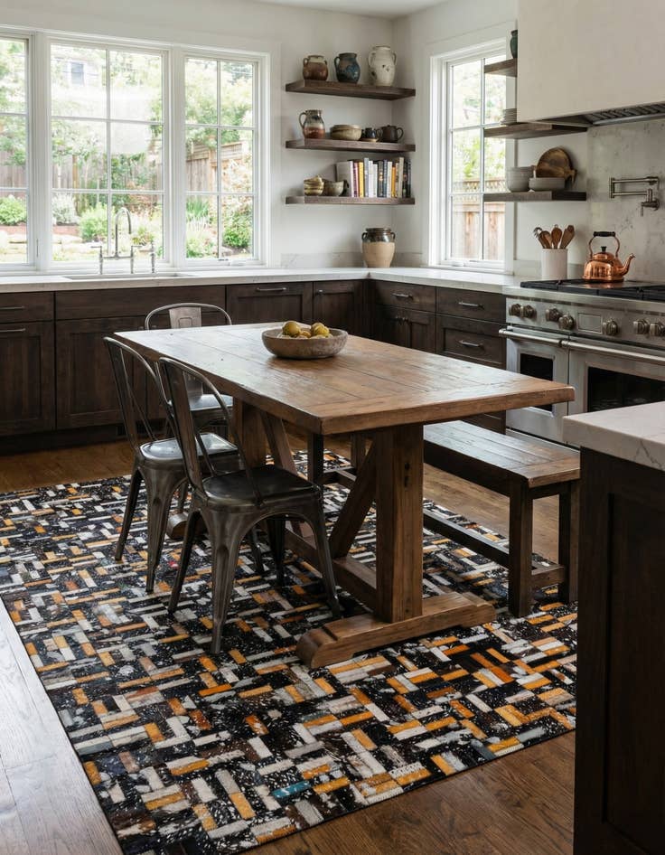 Detail image of  5' 1 x 8' 3 Cowhide - Patchwork Rug