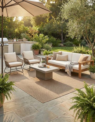 Natural and Brown Dunes Square Rug