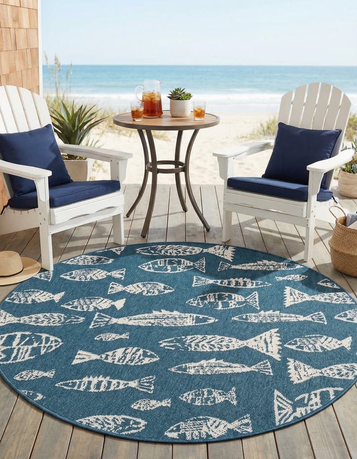 4' x 4' Easy-Clean Coastal Indoor / Outdoo...