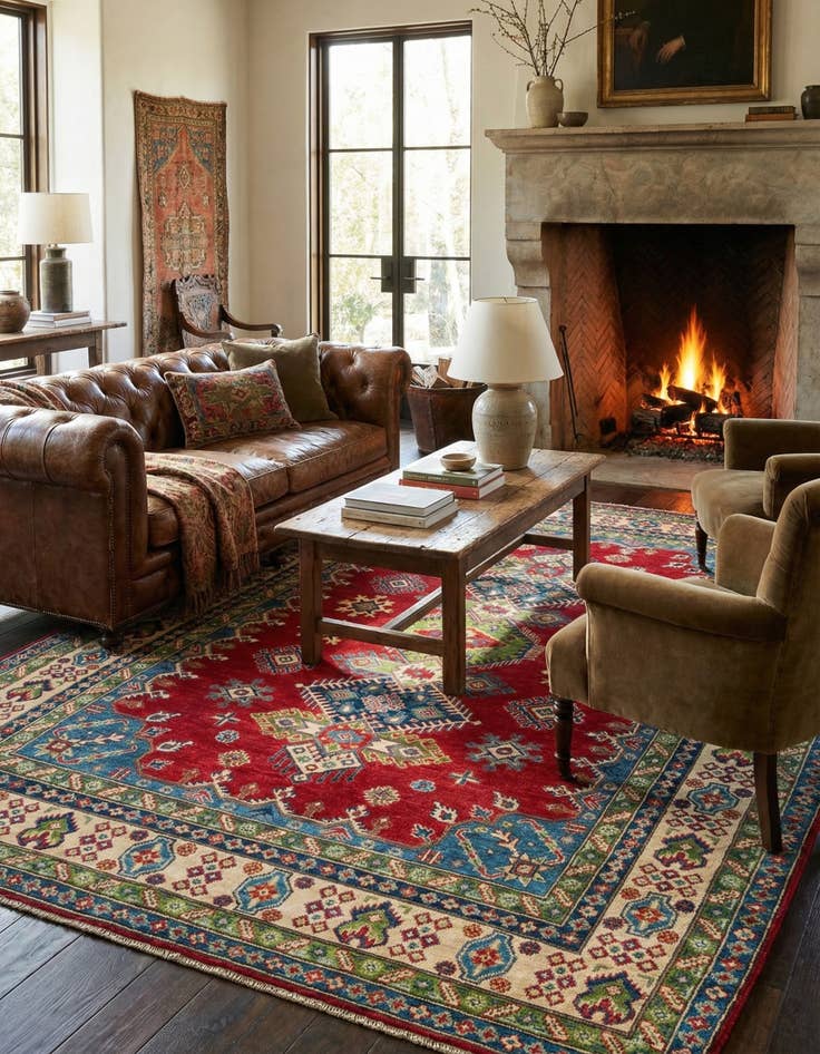 Detail image of  6' 10 x 9' 10  Hand Knotted Kazak Rug