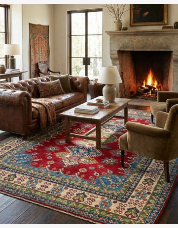 6' 10 x 9' 10 Hand Knotted Kazak Rug