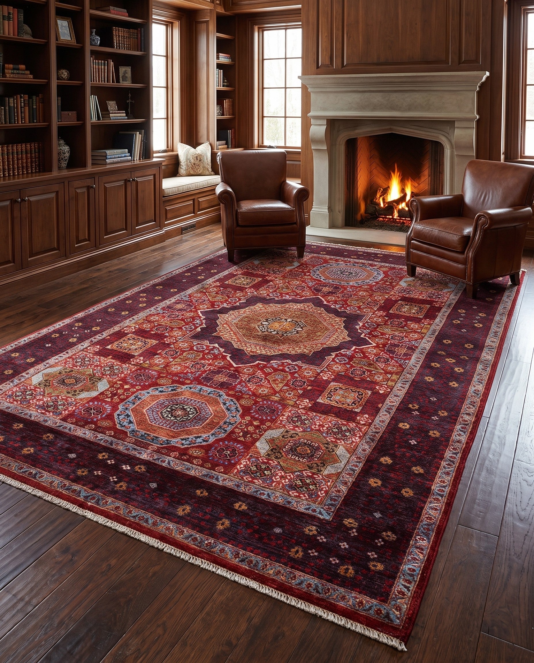 180cm x 275cm Hand Knotted Mamluk Ziegler Rug