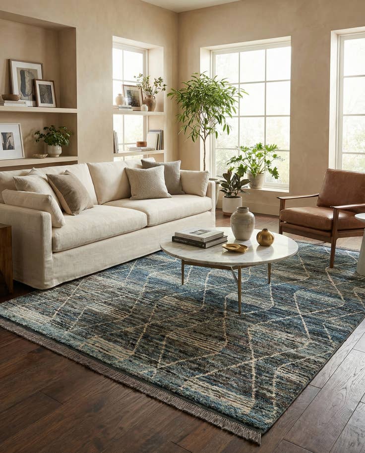 Detail image of 6' 6 x 9' 9 Hand Knotted Moroccan Wool Rug