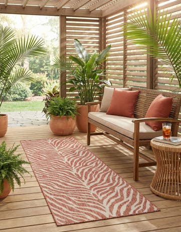Rust Red Easy-Clean Safari Indoor / Outdoor Runner Rug