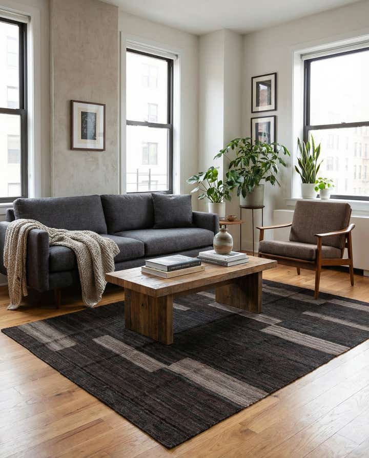 4' 4 x 5' 9 Hand Woven Kilim Modern Wool Rug