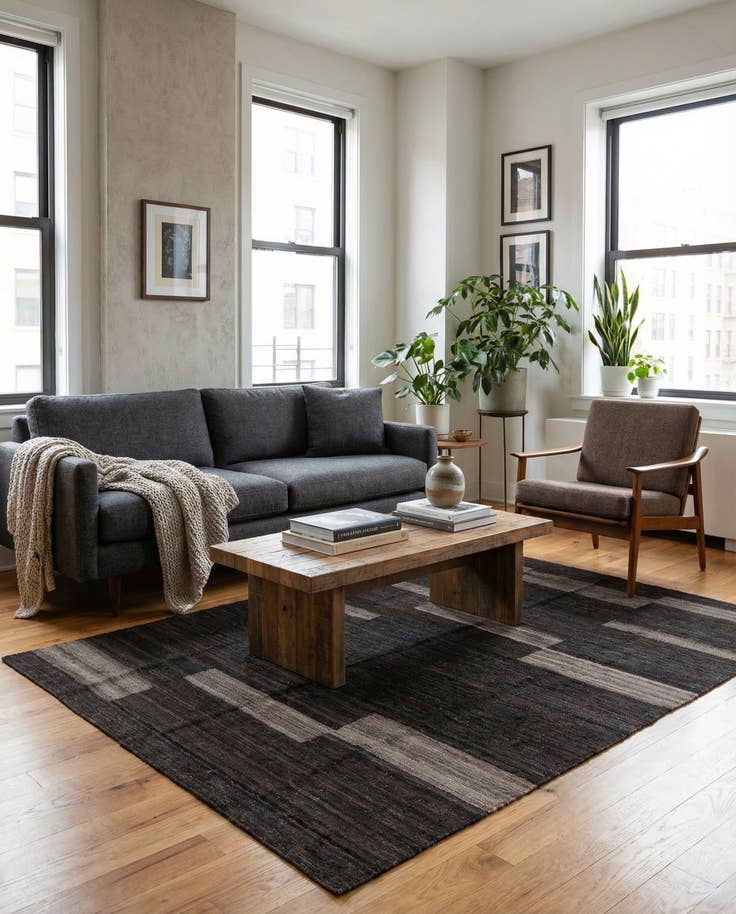 Detail image of 4' 4 x 5' 9 Hand Woven Kilim Modern Wool Rug