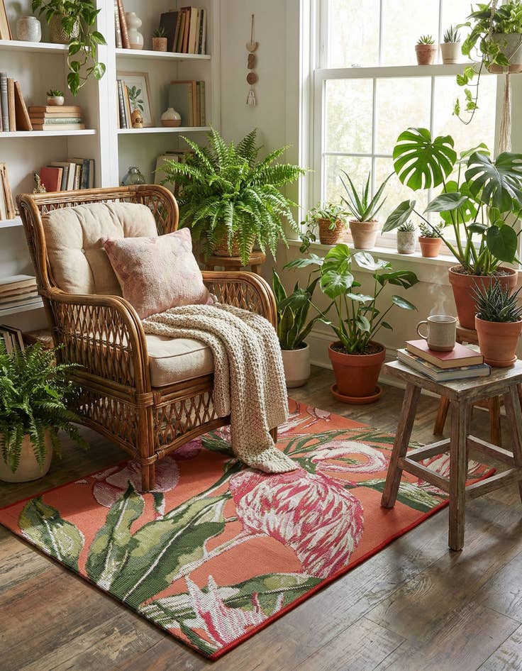 Detail image of  2' x 3'  Washable Botanical Indoor / Outdoor Rug