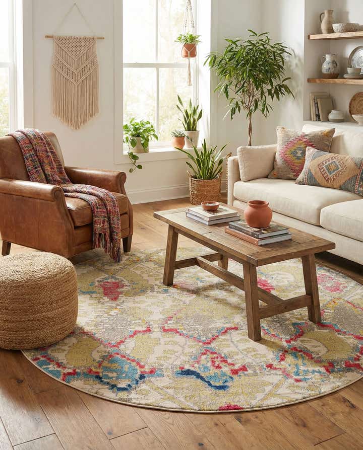 245cm x 245cm Lavable Santa Fe Tapis Rond
