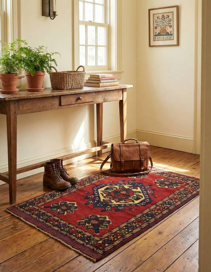 Detail image of  2' 10 x 4' 6  Hand Knotted Sumak Wool Rug