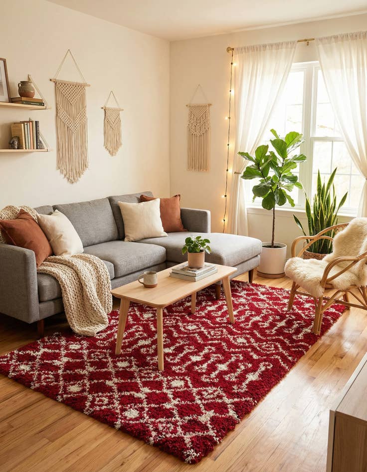 Detail image of 5' 3 x 8' Moroccan Trellis Shag Rug