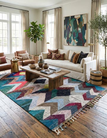 8' 1 x 10' 8 Hand Knotted Moroccan Wool Rug