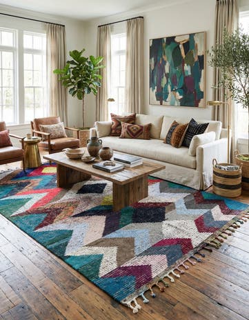 8' 1 x 10' 8 Hand Knotted Moroccan Wool Rug