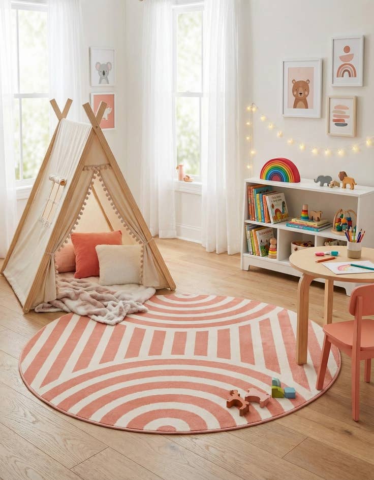 Detail image of 5' 3 x 5' 3 Whimsy Kids Round Rug