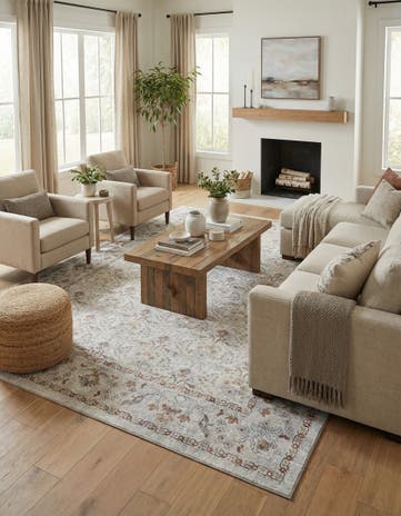 Ivory Washable Timeless Rug