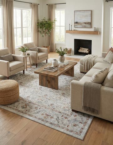 Ivory Washable Timeless Rug