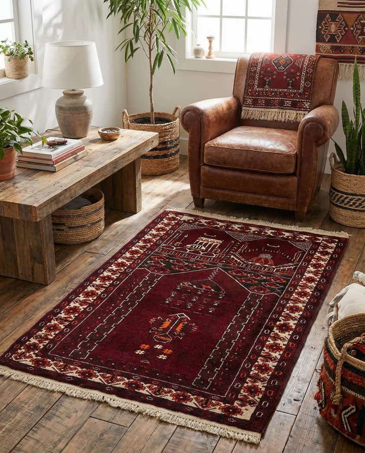 2' 8 x 4' 3 Hand Knotted Afghan Ersari Wool Rug