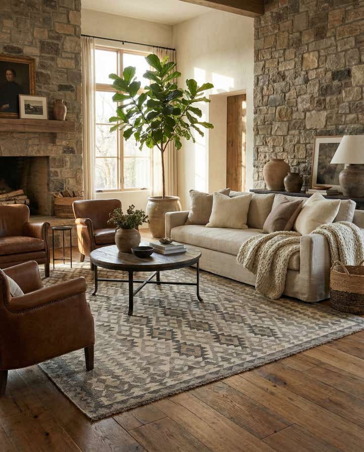6' 9 x 9' 9 Hand Woven Kilim Maymana Wool Rug