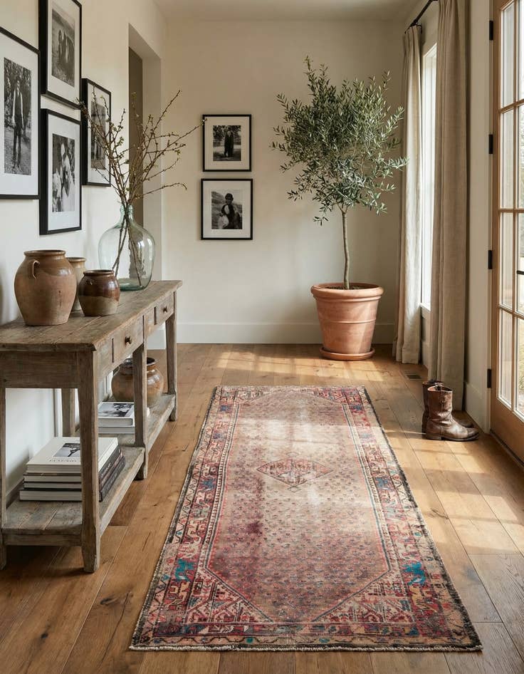 Detail image of 3' 6 x 9' 10 Hand Knotted Ultra Vintage Persian Wool Runner Rug