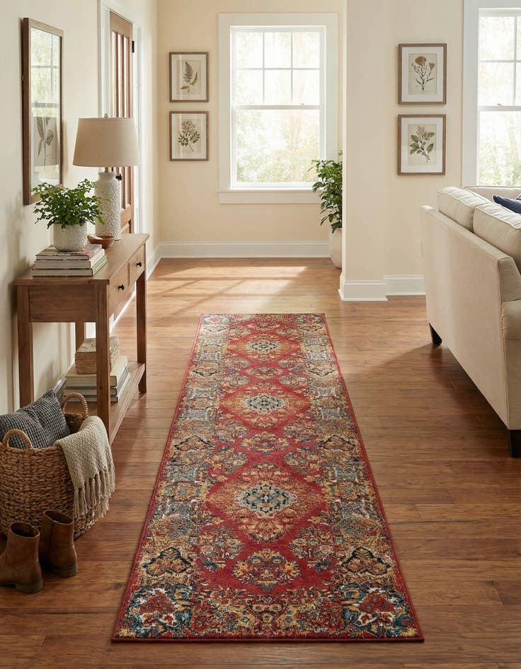 Detail image of  2' 7 x 12'  Washable Traditional Indoor / Outdoor Runner Rug