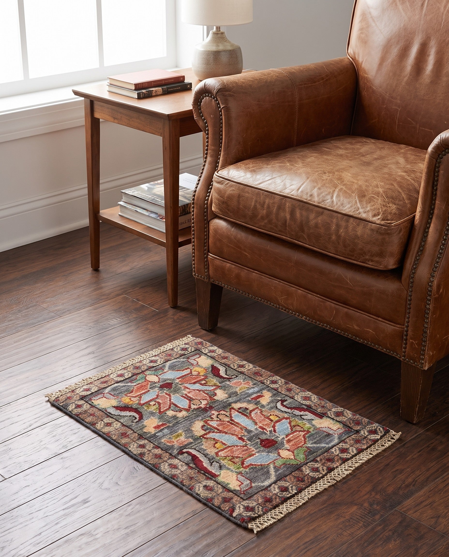 1' 4 x 2' Hand Knotted Ziegler Rug
