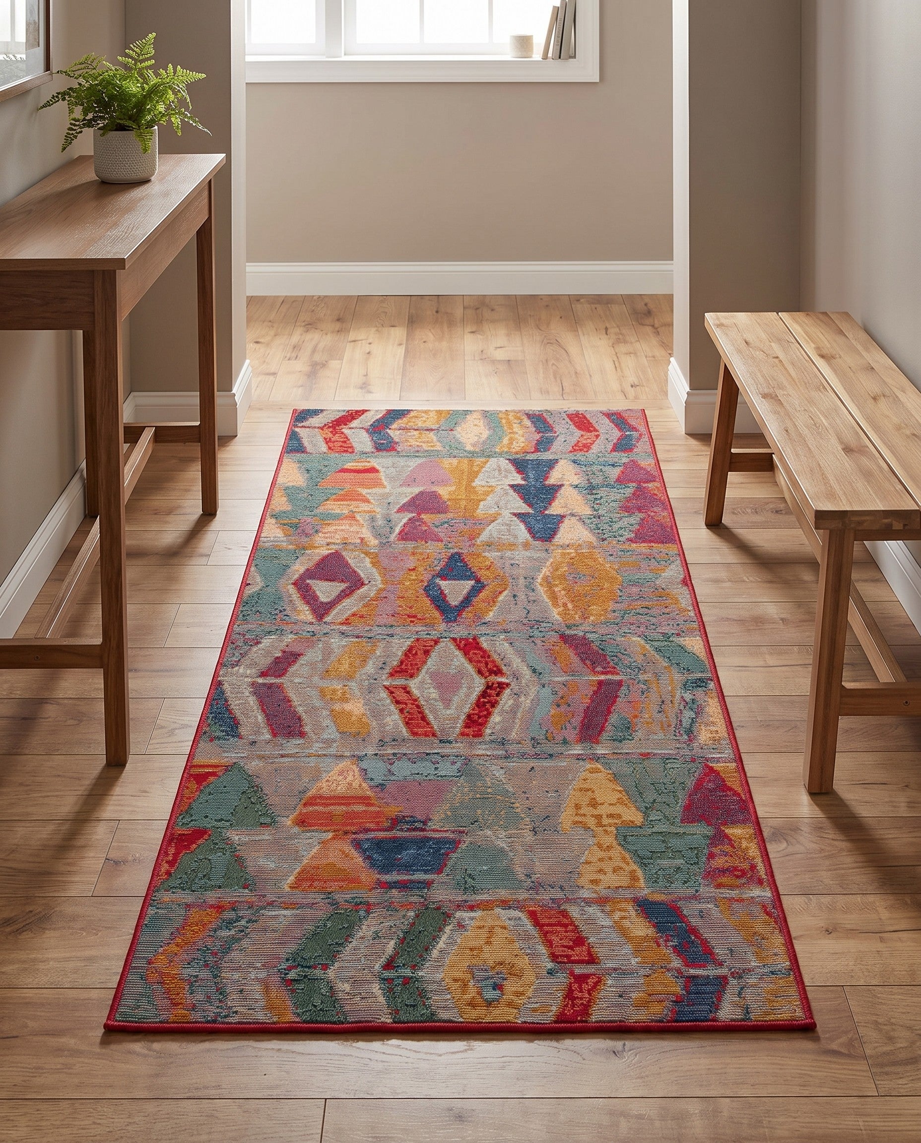 2' 7 x 5' 3 Easy-Clean Modern Indoor / Outdoor Runner Rug