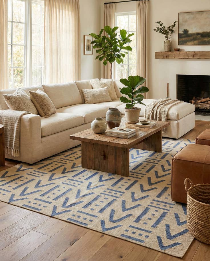 Detail image of 5' 3 x 6' 5 Hand Woven Kilim Modern Wool Rug