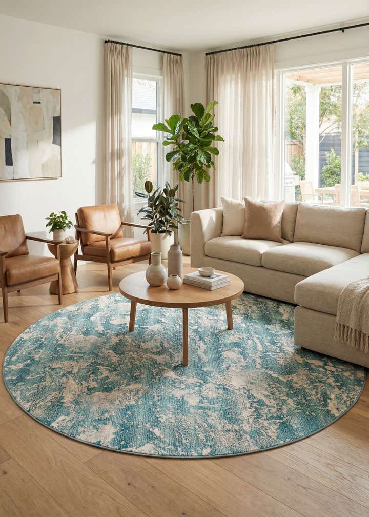 10' x 10' Easy-Clean Modern Indoor / Outdoor Round Rug