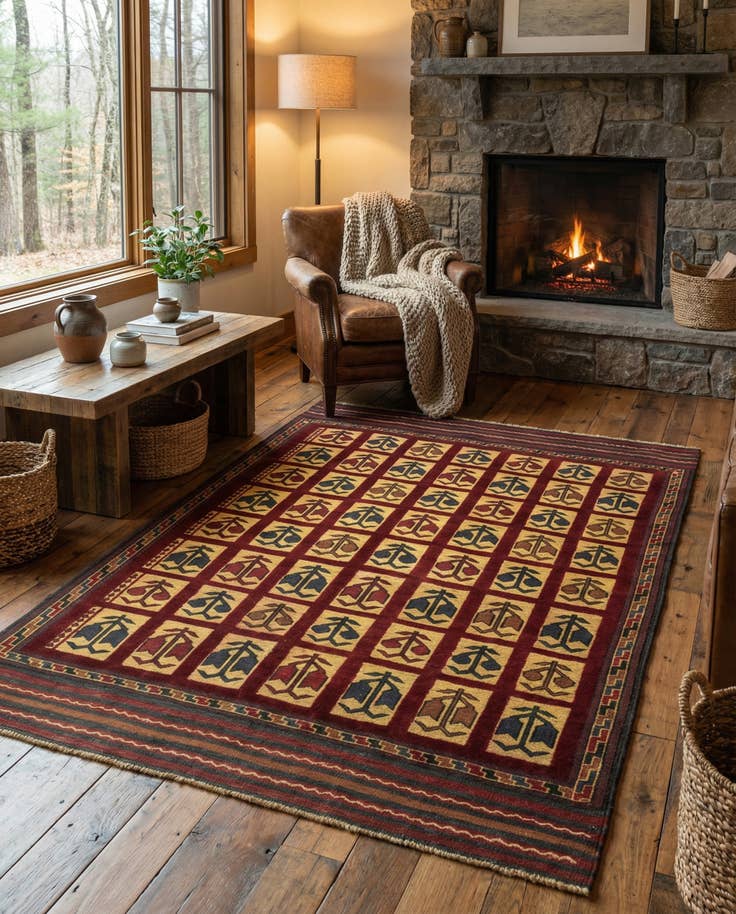 Detail image of 4' x 5' 10 Hand Knotted Sumak Wool Rug