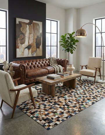 5' x 8' Cowhide Leather Rug