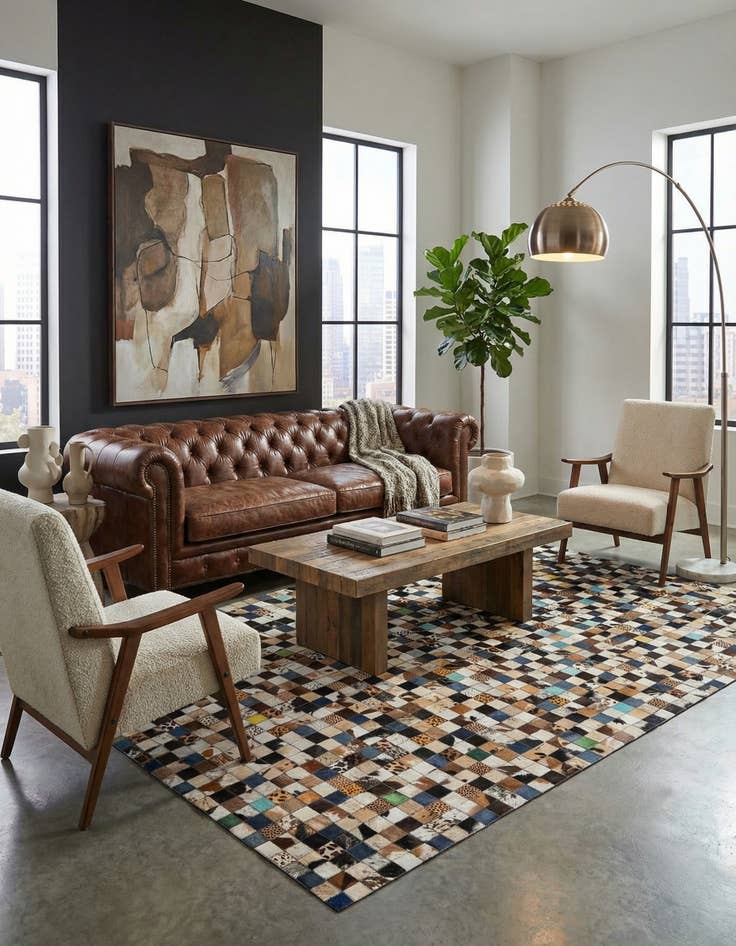 Detail image of 5' x 8' Cowhide Leather Rug