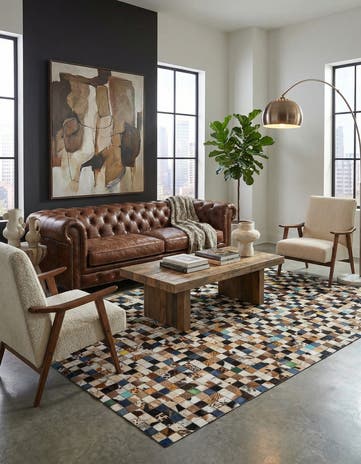 5' x 8' Cowhide Leather Rug