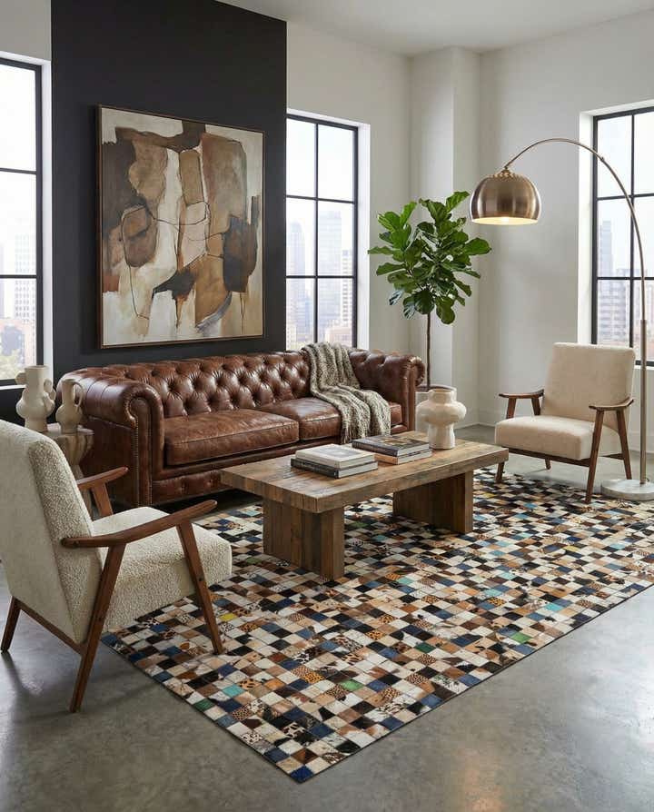 5' x 8' Cowhide Leather Rug