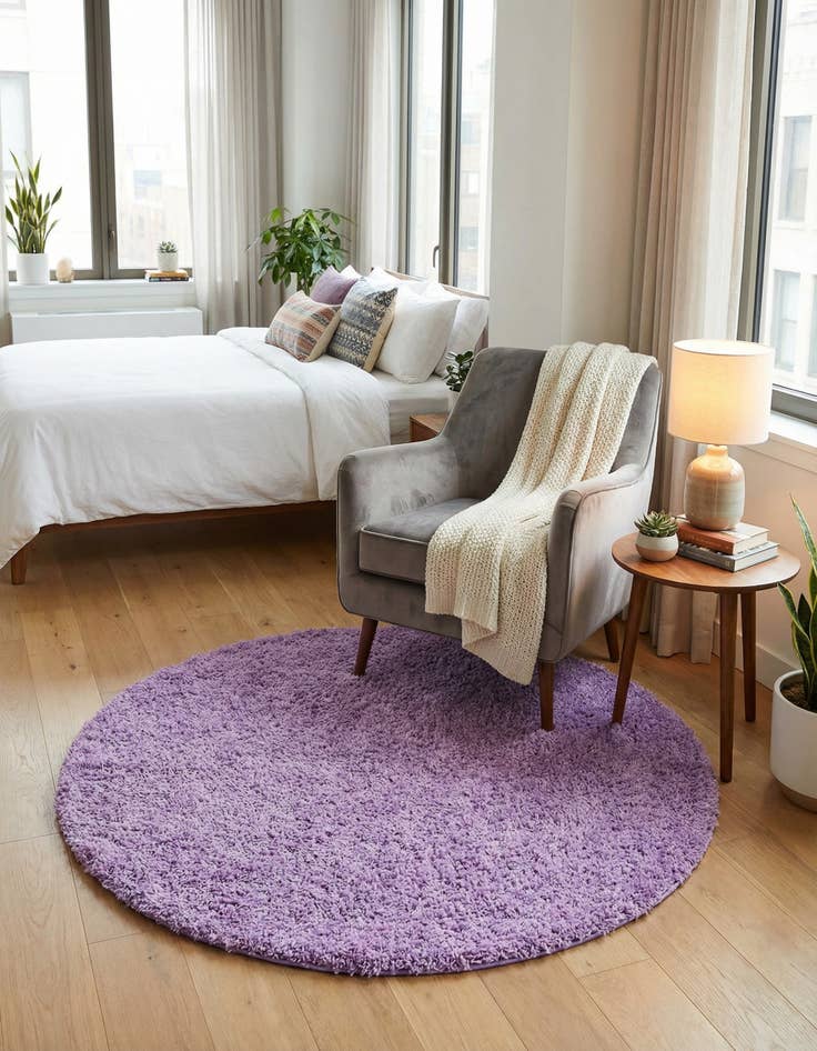 Detail image of 3' x 3' Solid Shag Round Rug