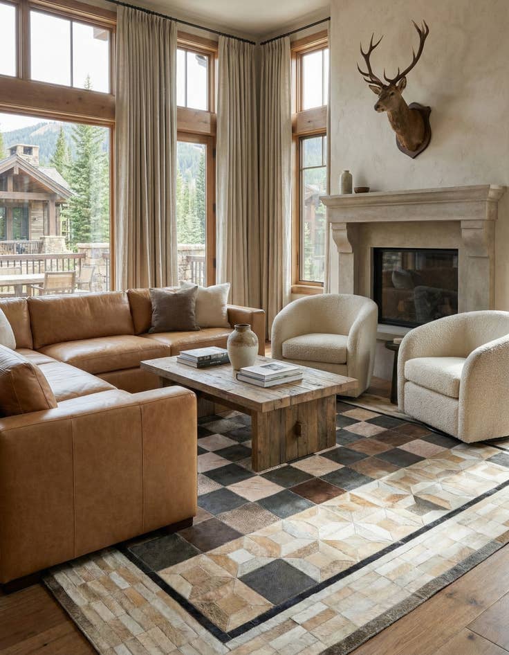 Detail image of  5' x 8' Cowhide Leather Rug