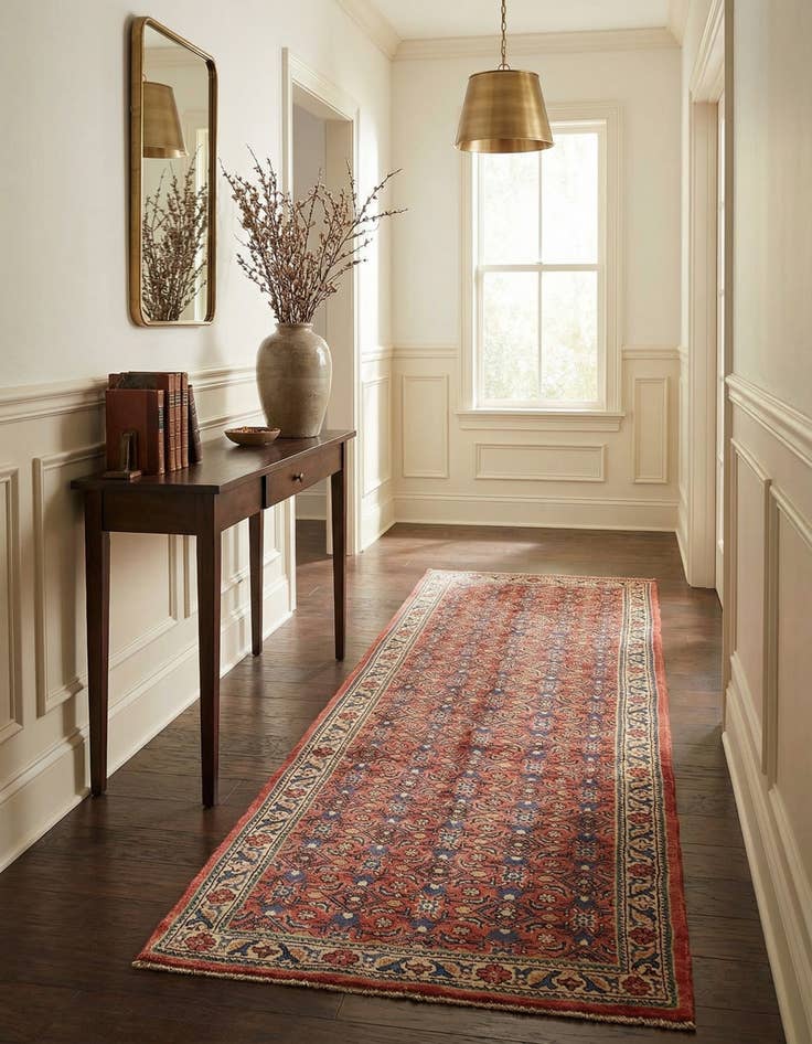 Detail image of 3' 6 x 10'  Hand Knotted Farahan Persian Wool Runner Rug